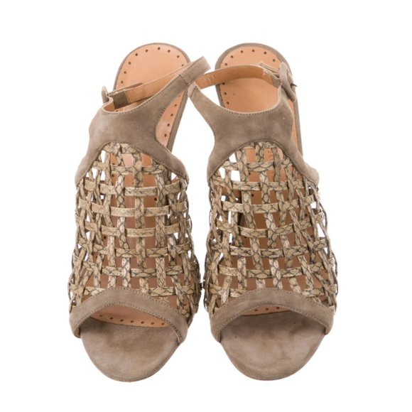 Alexa Wagner Suede Woven Sandals Heels - Size 37 IT - Picture 4 of 6